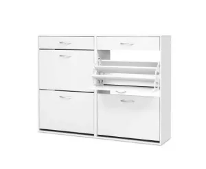 36 Pairs Shoe Cabinet Rack Organisers Storage Shelf Drawer Cupboard White