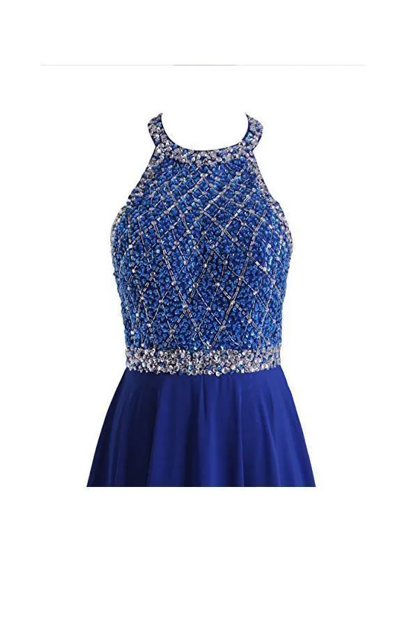 A Line Prom Dresses Open Back Chiffon Evening Dresses PG265