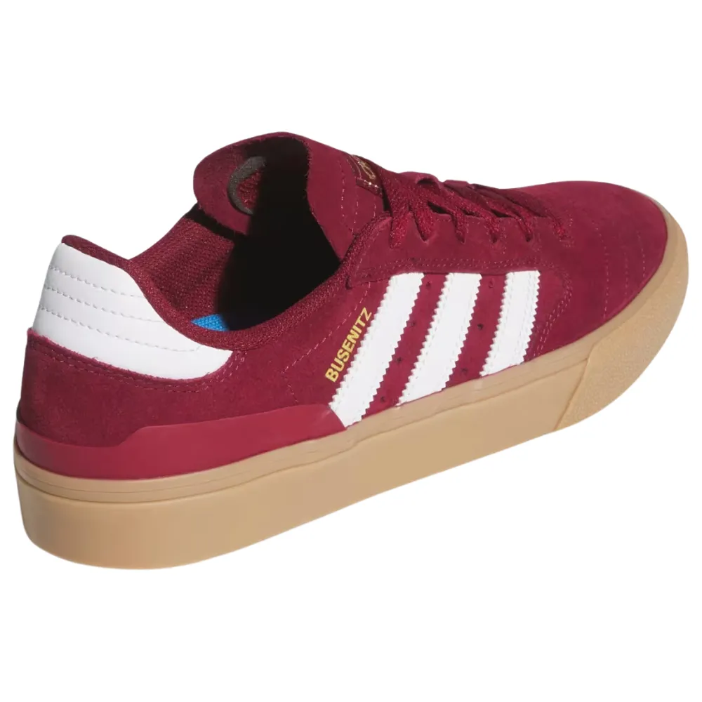 Adidas Busenitz Vulc II Suede Skate Shoes | Collegiate Burgundy, Cloud White & Gold Metallic