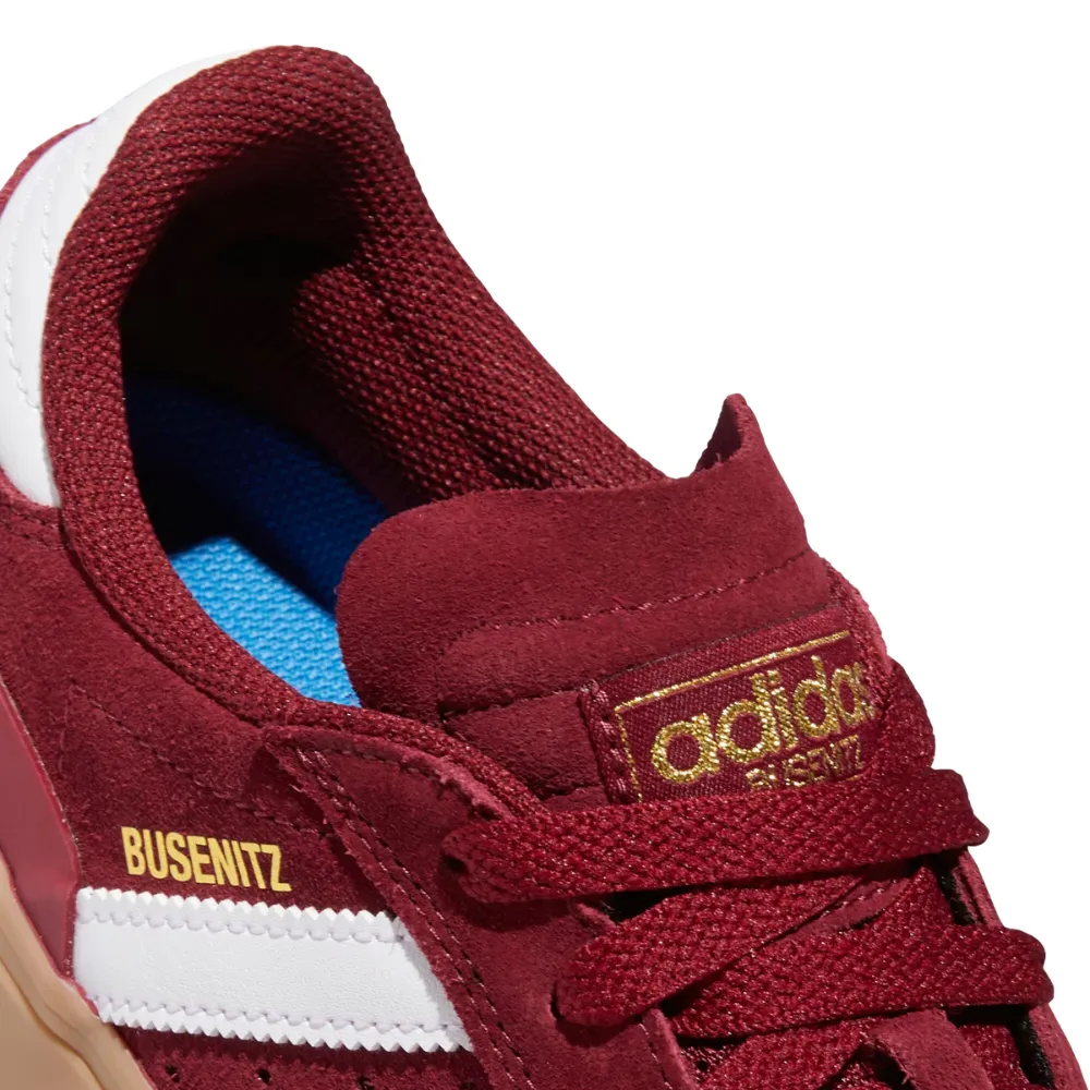 Adidas Busenitz Vulc II Suede Skate Shoes | Collegiate Burgundy, Cloud White & Gold Metallic
