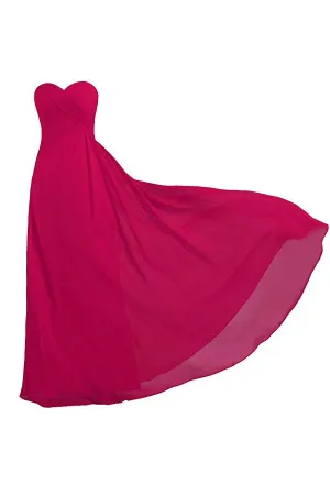 Anneprom Pink Strapless Long Bridesmaid Dresses Chiffon Wedding Prom Gown APB0043