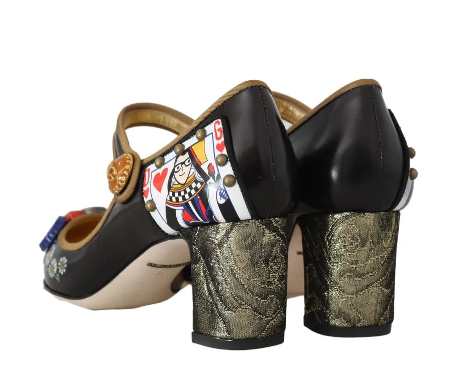 Black Crystal Hand Painted Mary Janes Shoes