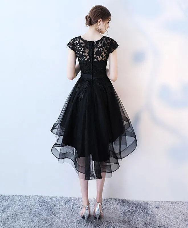 Black Homecoming Dress , High Low Tulle and Lace Formal Dress, Prom Dress