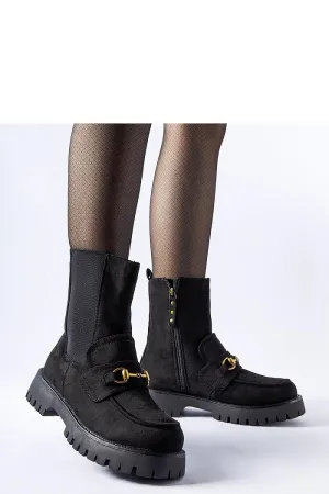 Black insulated ankle boots with a buckle
