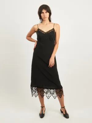 Black Slip Dress w/ Lace Trim