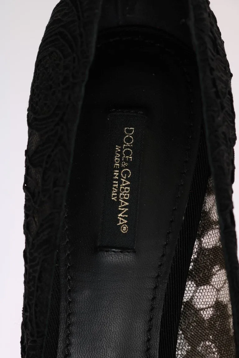 Black Taormina Lace Crystal Pumps