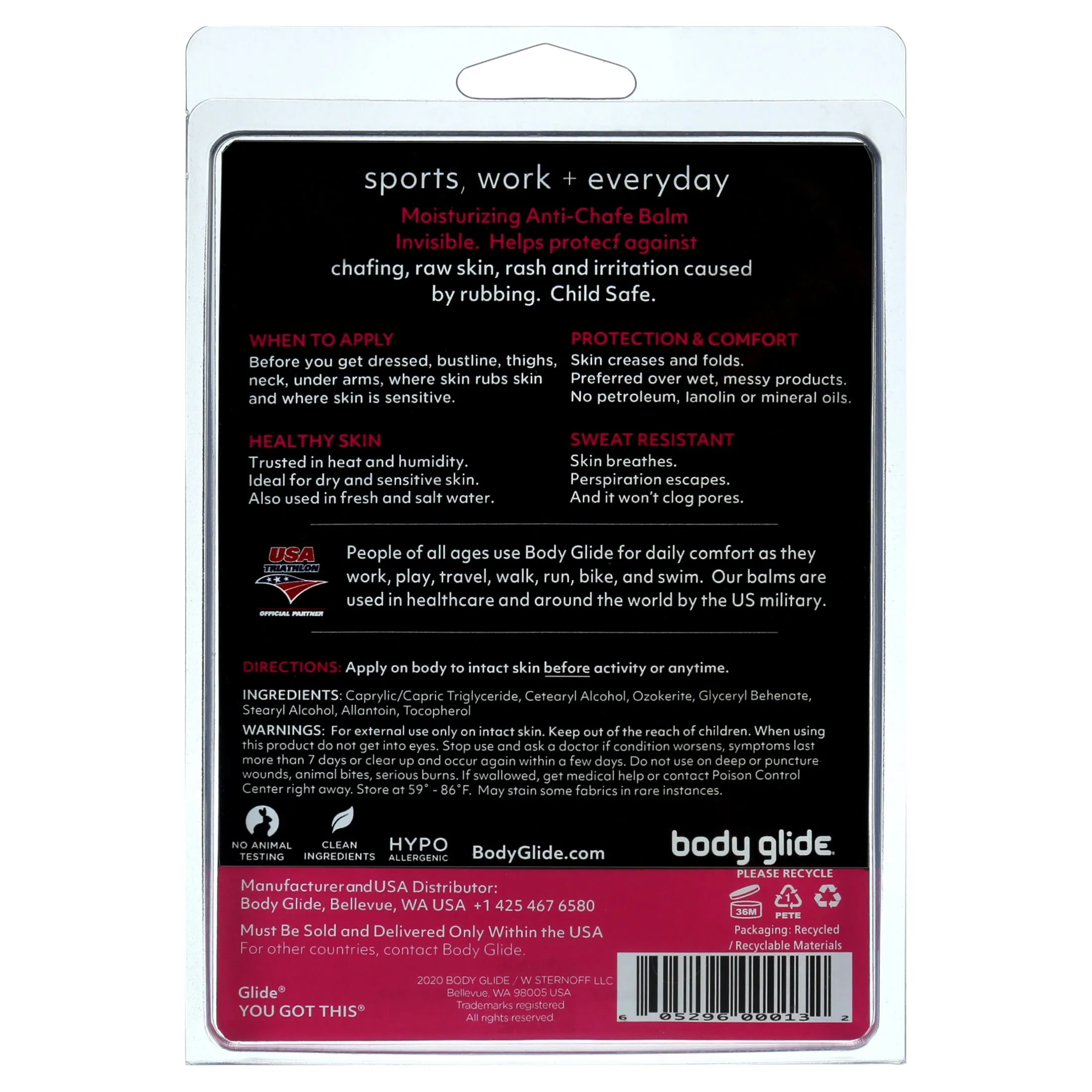 Body Glide for Her anti Chafe Balm: anti Chafing Stick with Added Emollients. Pr