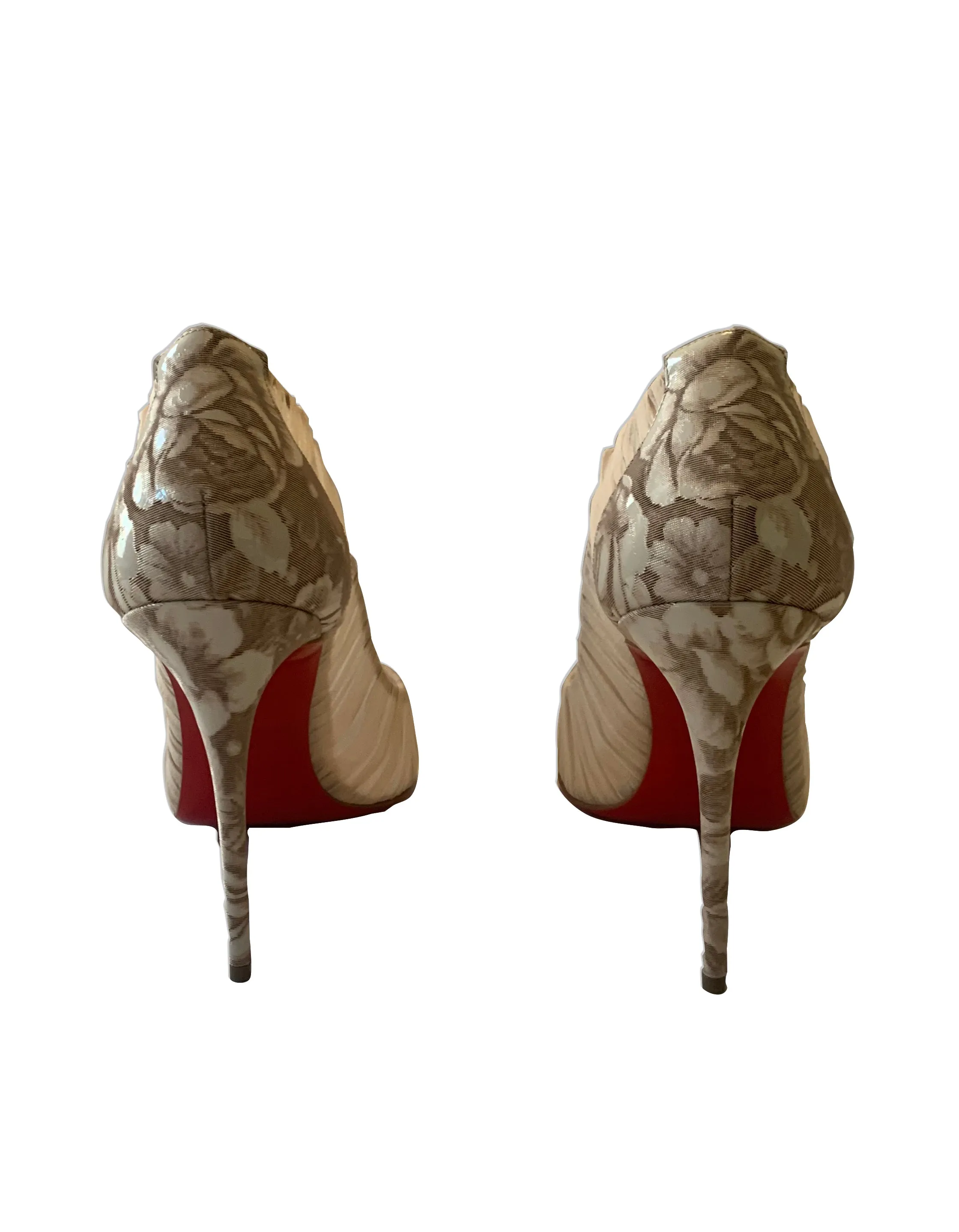 Christian Louboutin Beige Follie Draperia Chiffon Rosette Pumps sz 39.5