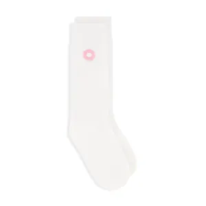 Embroidered Knee High Socks -- Pink Daisy