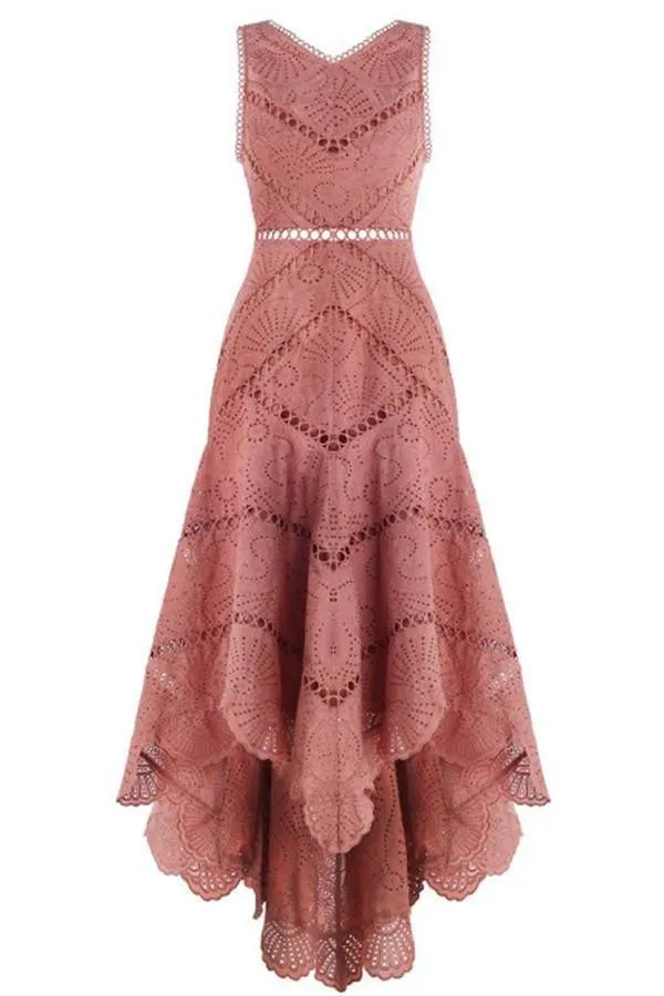 Fashion Sleeveless High Low Prom Dresses With Lace  TP0137