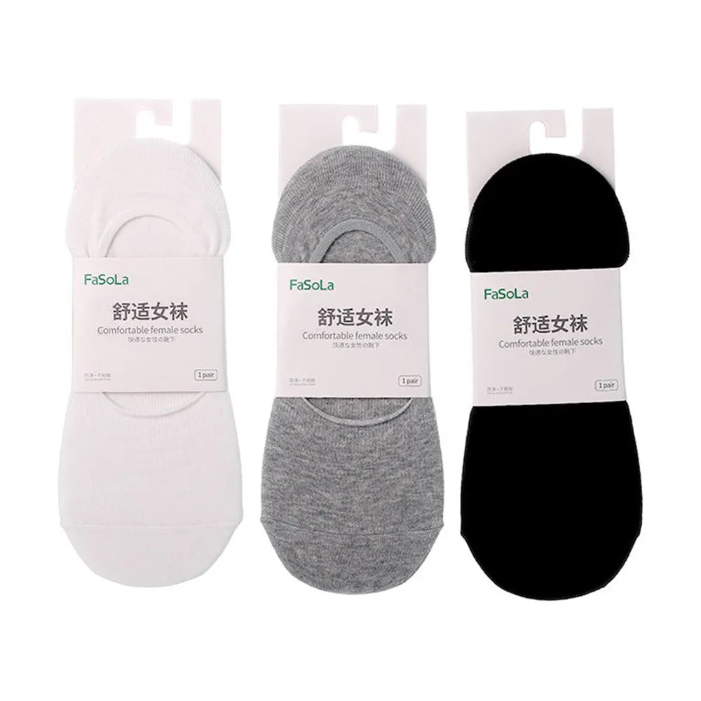 FaSoLa Women's Cotton Invisible Socks - White, 1 Pair