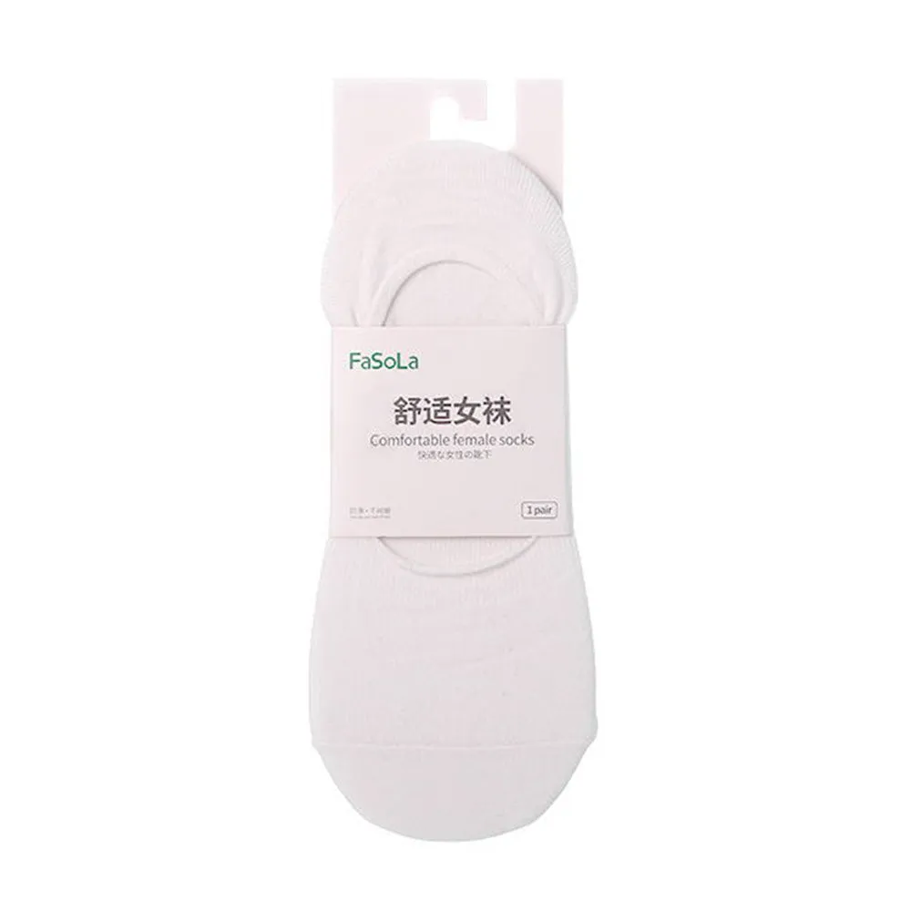 FaSoLa Women's Cotton Invisible Socks - White, 1 Pair