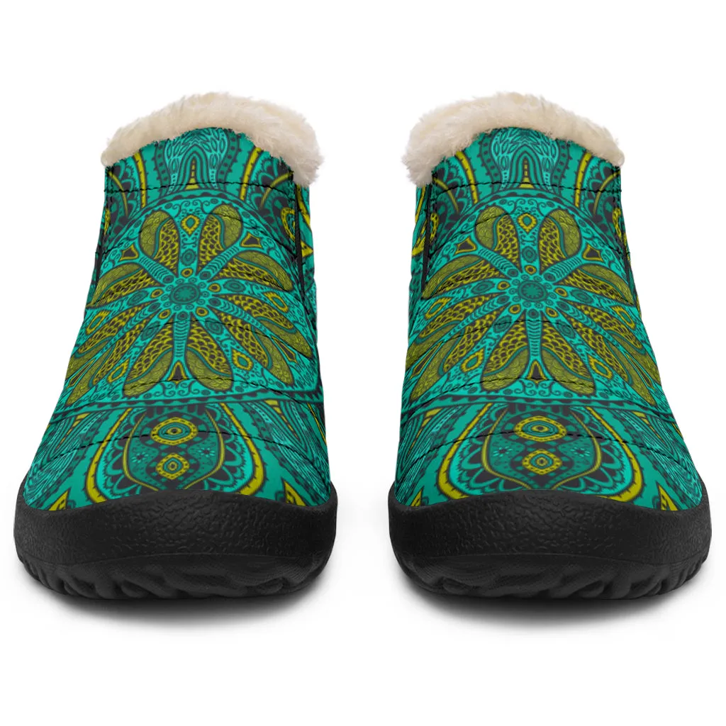 Green Mandala Winter Shoes