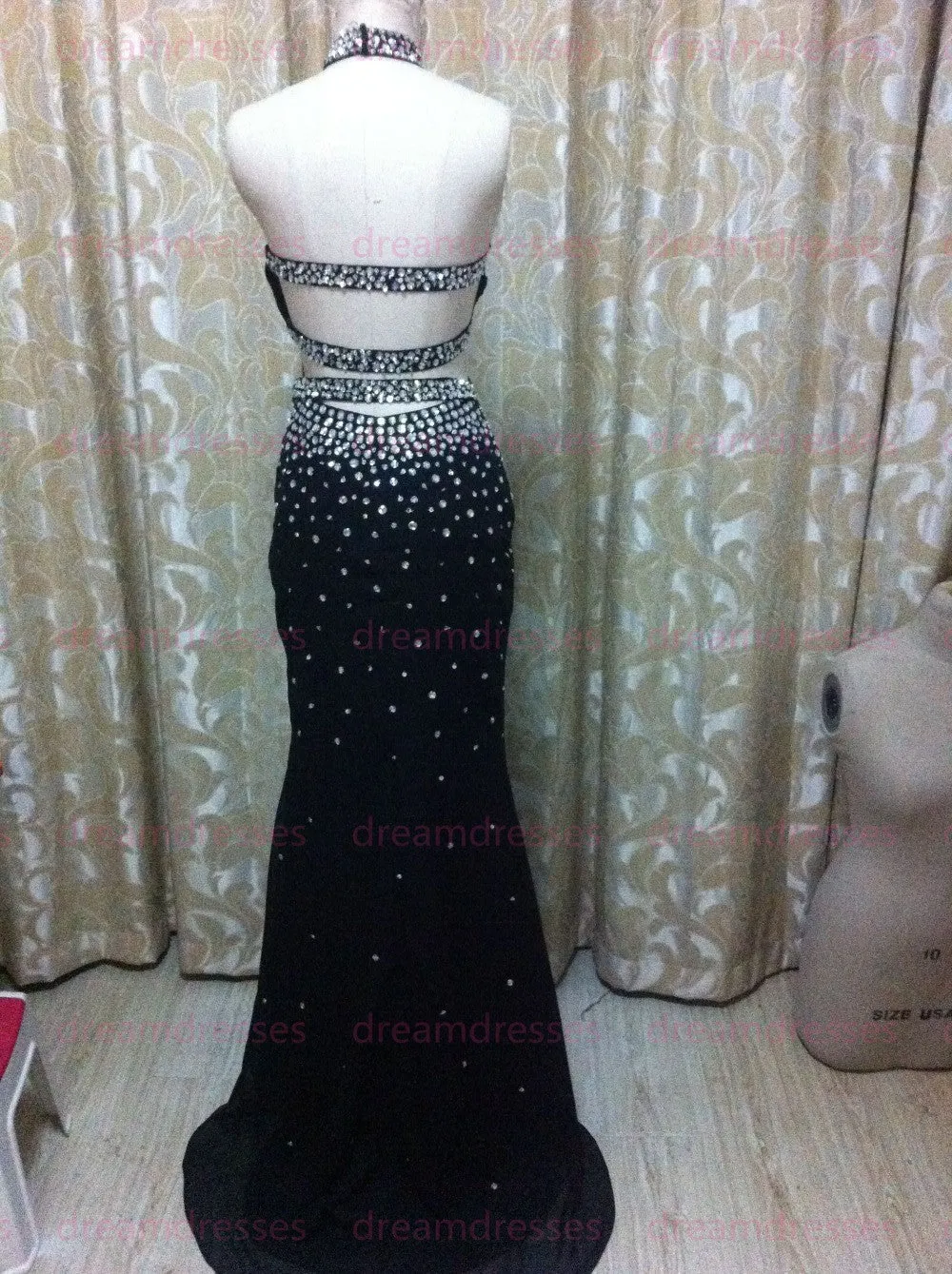 High Neck Prom Dresses,Black Prom Dress,Long Evening Dress