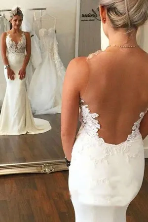 High Quality Mermaid Sleeveless Sweep Train Wedding Dress WD017