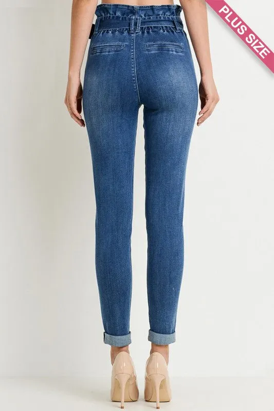 HIGH WAIST PAPERBAG JEANS | CURVY |