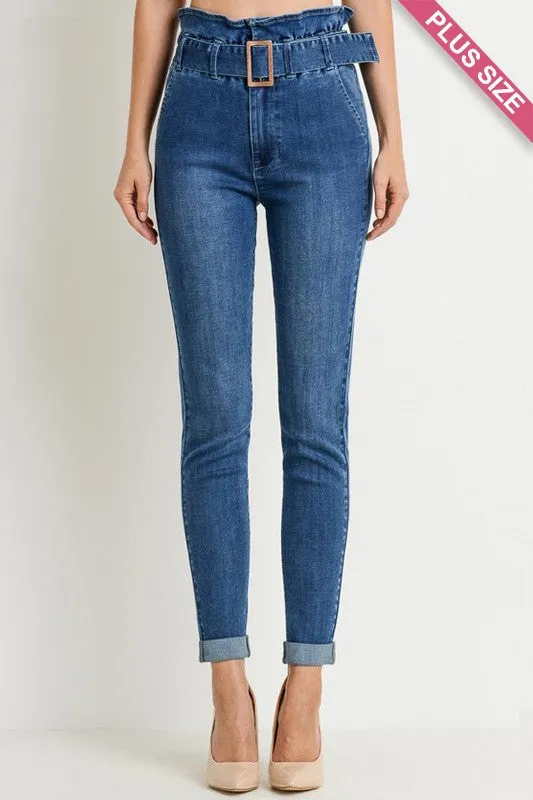 HIGH WAIST PAPERBAG JEANS | CURVY |