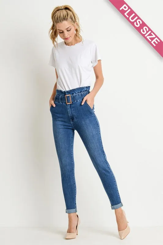 HIGH WAIST PAPERBAG JEANS | CURVY |
