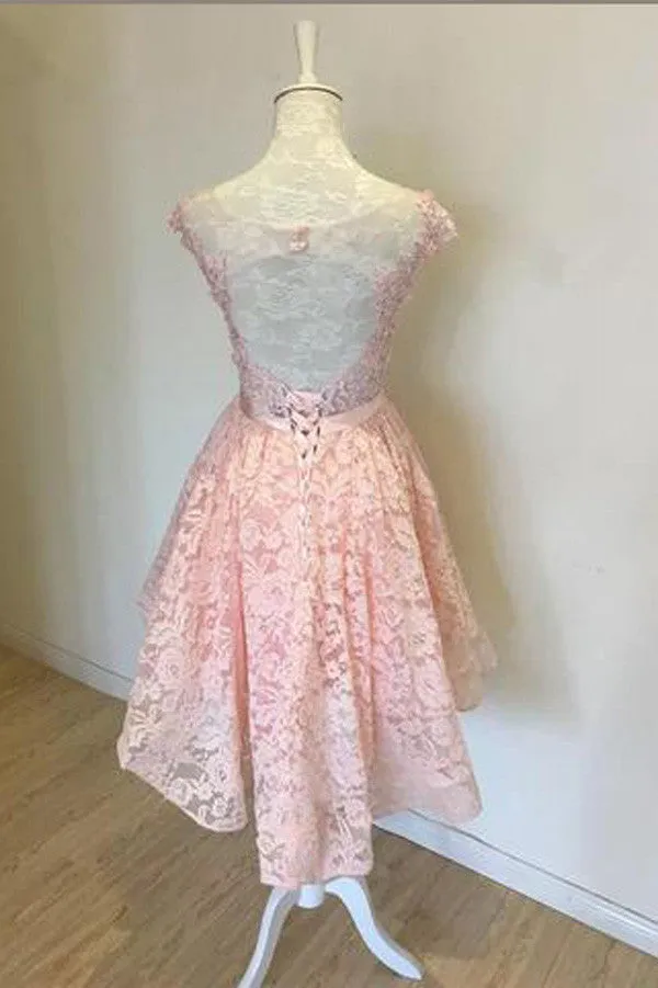 Illusion Sheer Short Prom Dress,Lace Hollow Homecoming Dress Party Dress,SH105