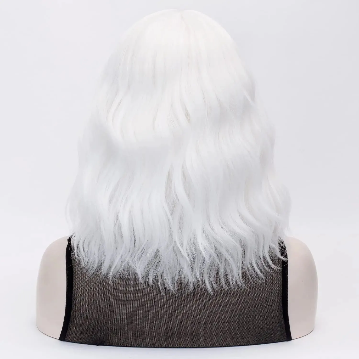 Ivory Snow White Wavy Hair Wig with Bang