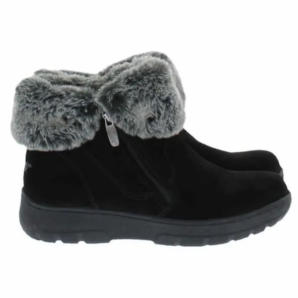 Khombu Jessica Suede Leather Faux Fur Winter Snow Ankle Boots  Black