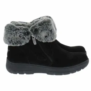 Khombu Jessica Suede Leather Faux Fur Winter Snow Ankle Boots  Black