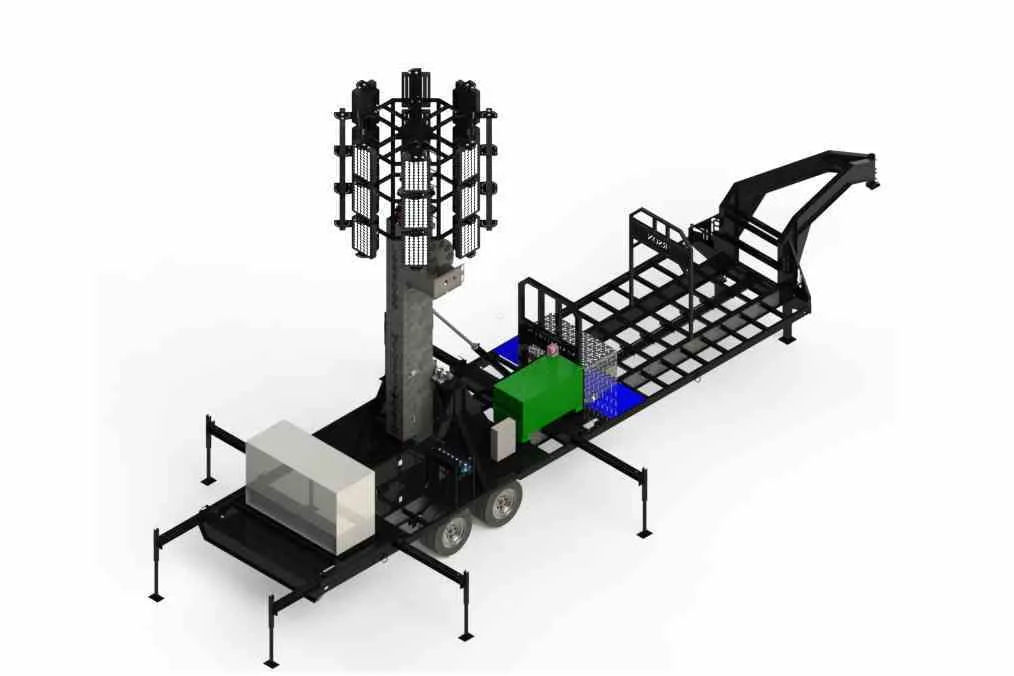 Larson Electronics 65' Hydraulic Megatower™ on 21' Trailer - (40) 150W LED Lights - 11KW Genset w/ 110 Gallon Tank