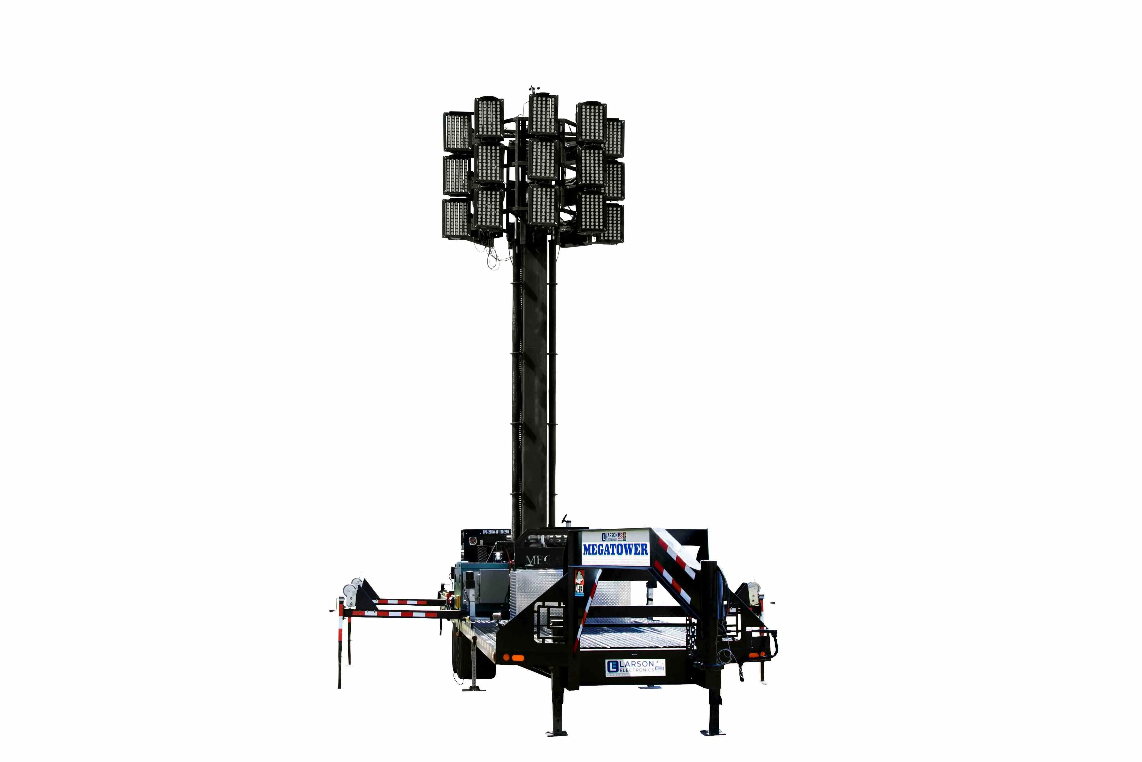 Larson Electronics 65' Hydraulic Megatower™ on 21' Trailer - (40) 150W LED Lights - 11KW Genset w/ 110 Gallon Tank