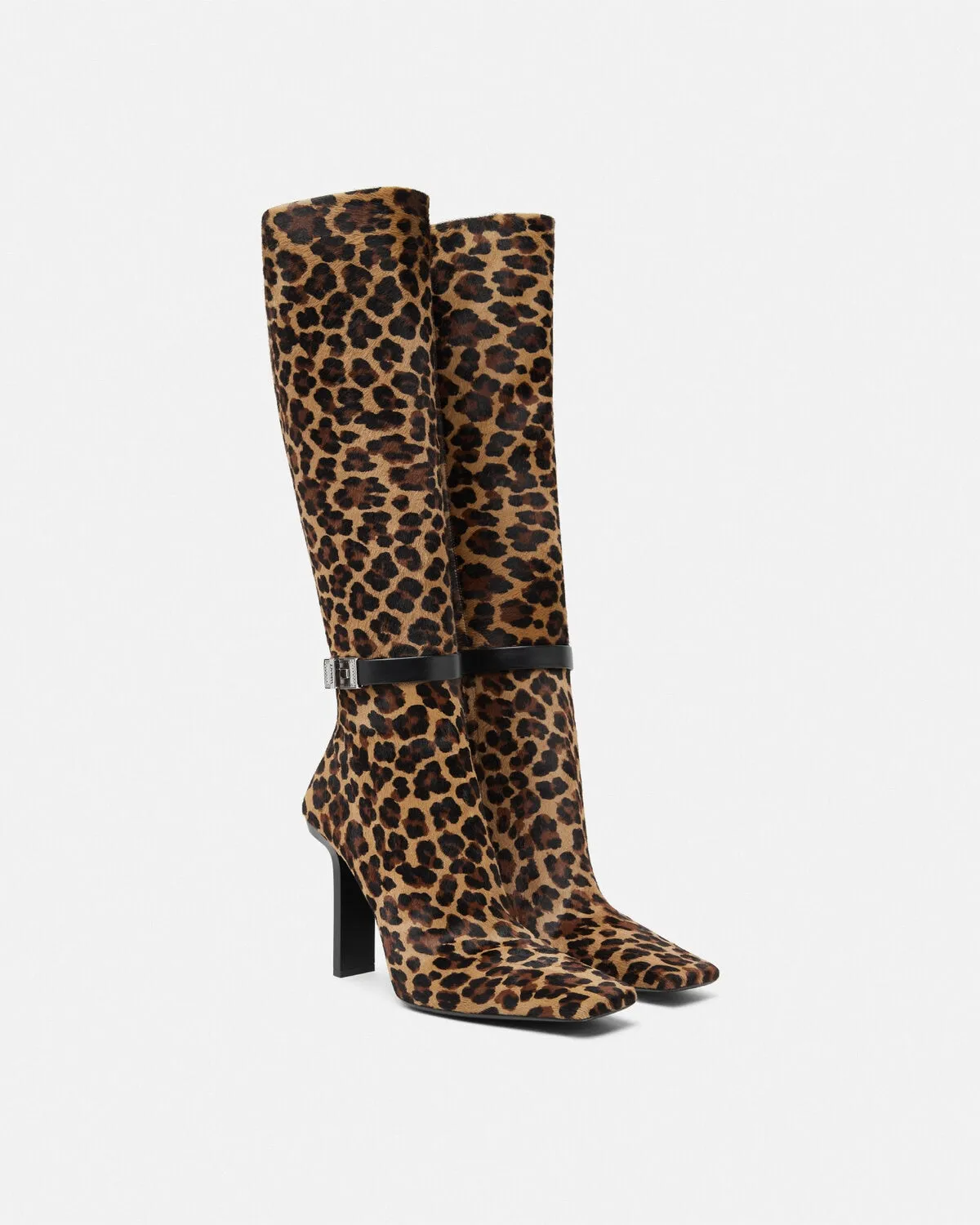 Leopard Slice Knee-High Boots 105 mm