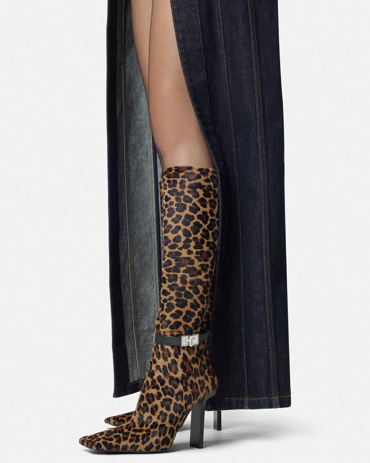 Leopard Slice Knee-High Boots 105 mm
