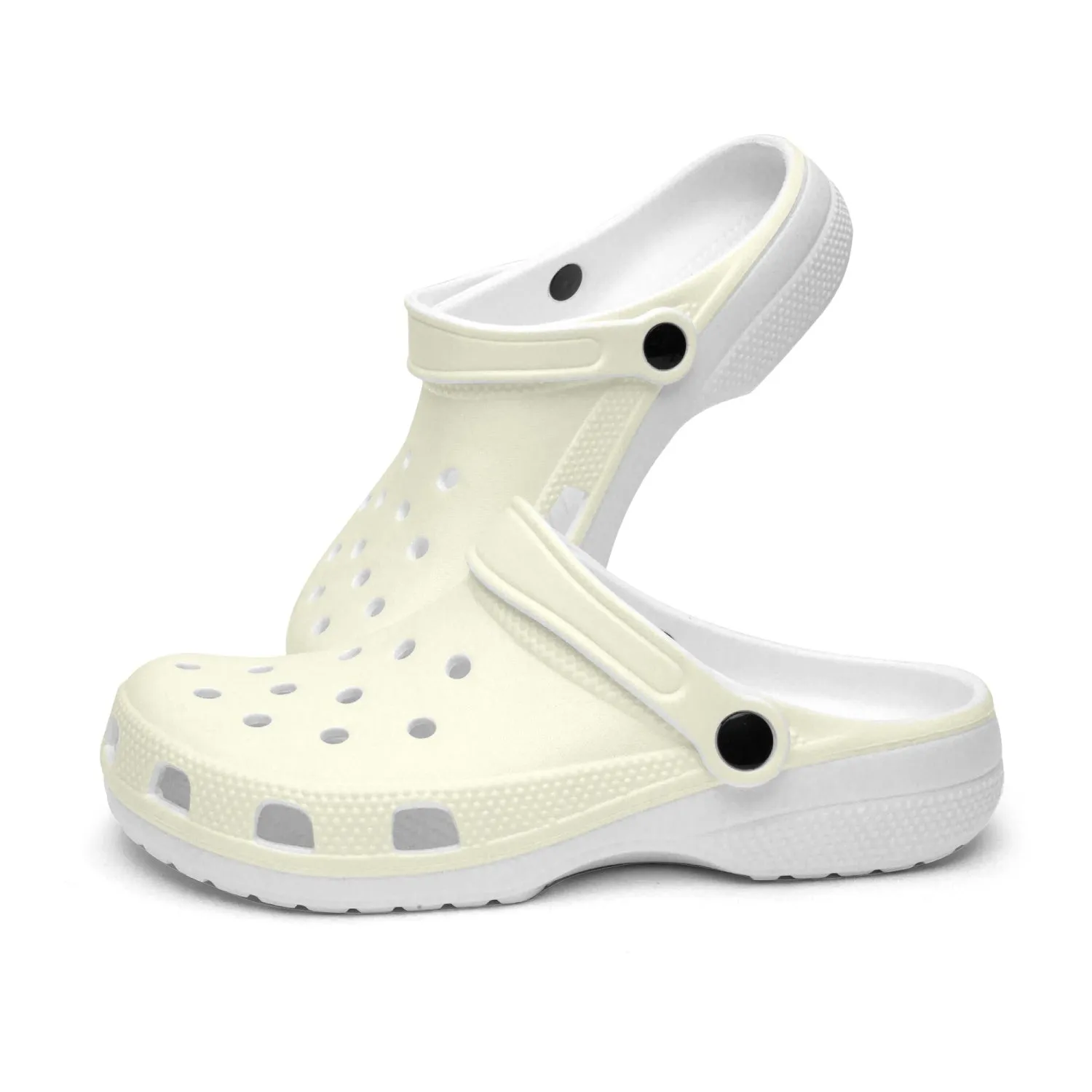 Light Yellow Color Unisex Clogs, Best Solid Pastel Yellow Color Unisex Classic Lightweight Best Sandals For Men or Women
