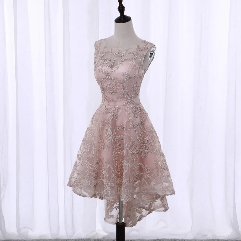Lovely Pearl Pink High Low Homecoming Dress , Cute Party Dresses