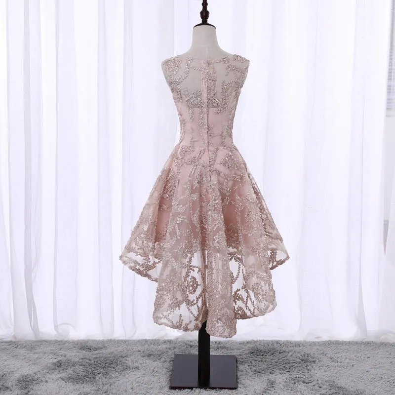 Lovely Pearl Pink High Low Homecoming Dress , Cute Party Dresses