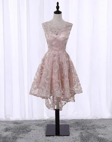 Lovely Pearl Pink High Low Homecoming Dress , Cute Party Dresses