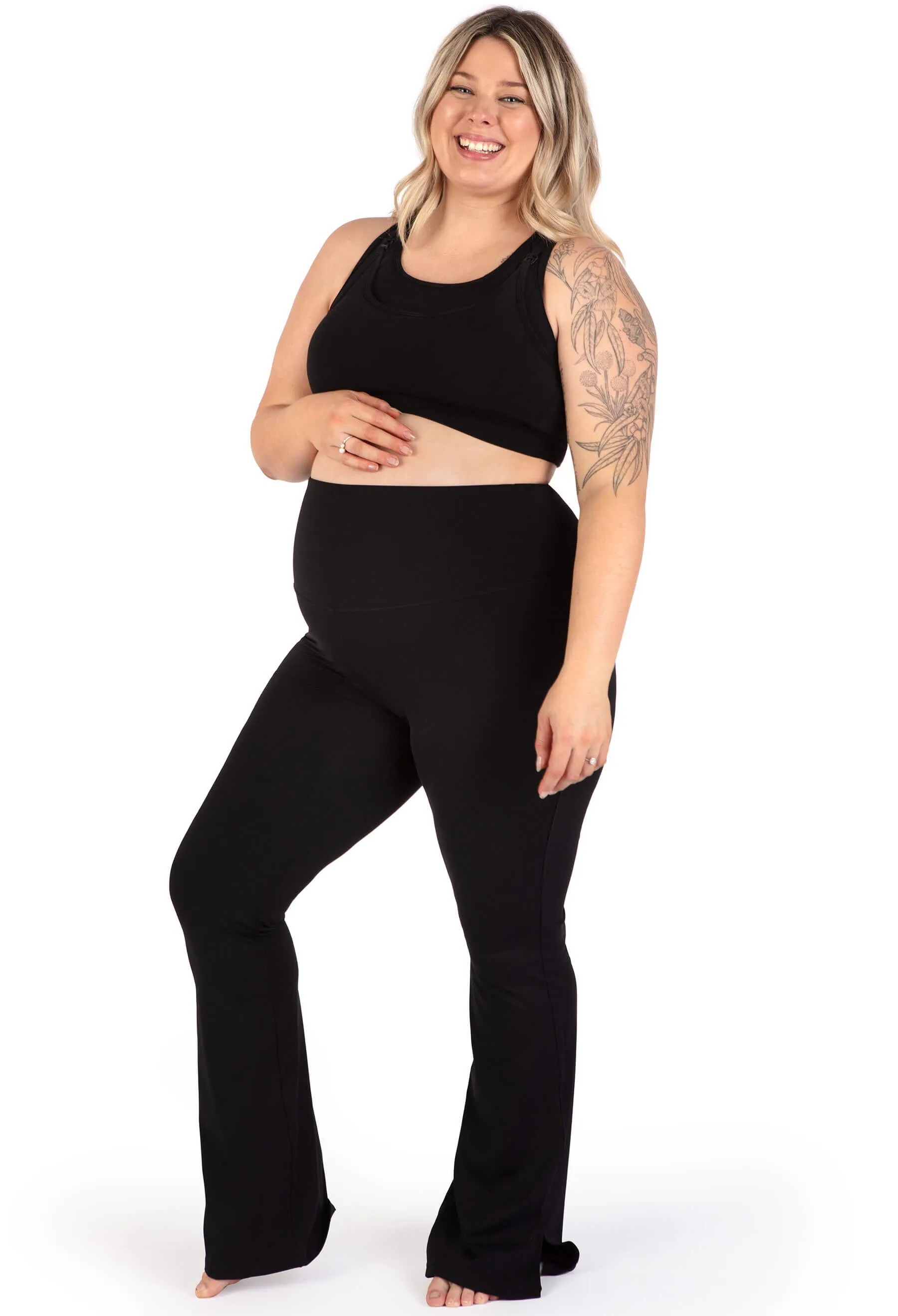 Maternity Flare Leggings | High Waisted & Pet Hair Resistant - 2 Pack