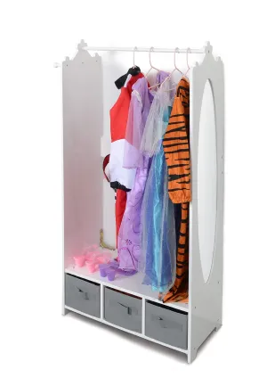 Milliard Dress Up Storage Kids Costume Organizer Center Open Hanging Armoire Closet Unit Furniture for Dramatic Play with Mirror Baskets and Hooks