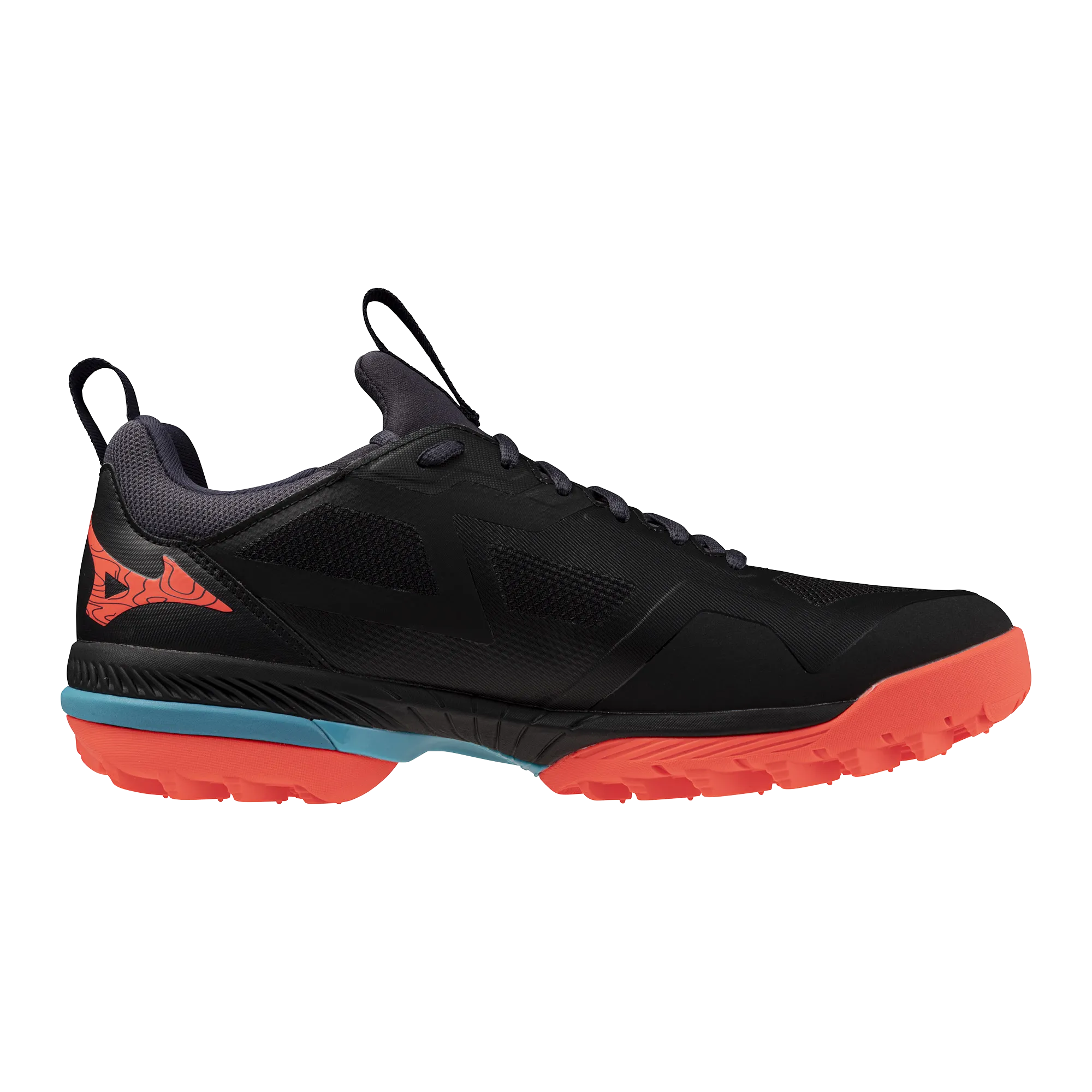 Mizuno Wave Panthera 2 Hockey Shoes Black / Neon flame / Peacock blue