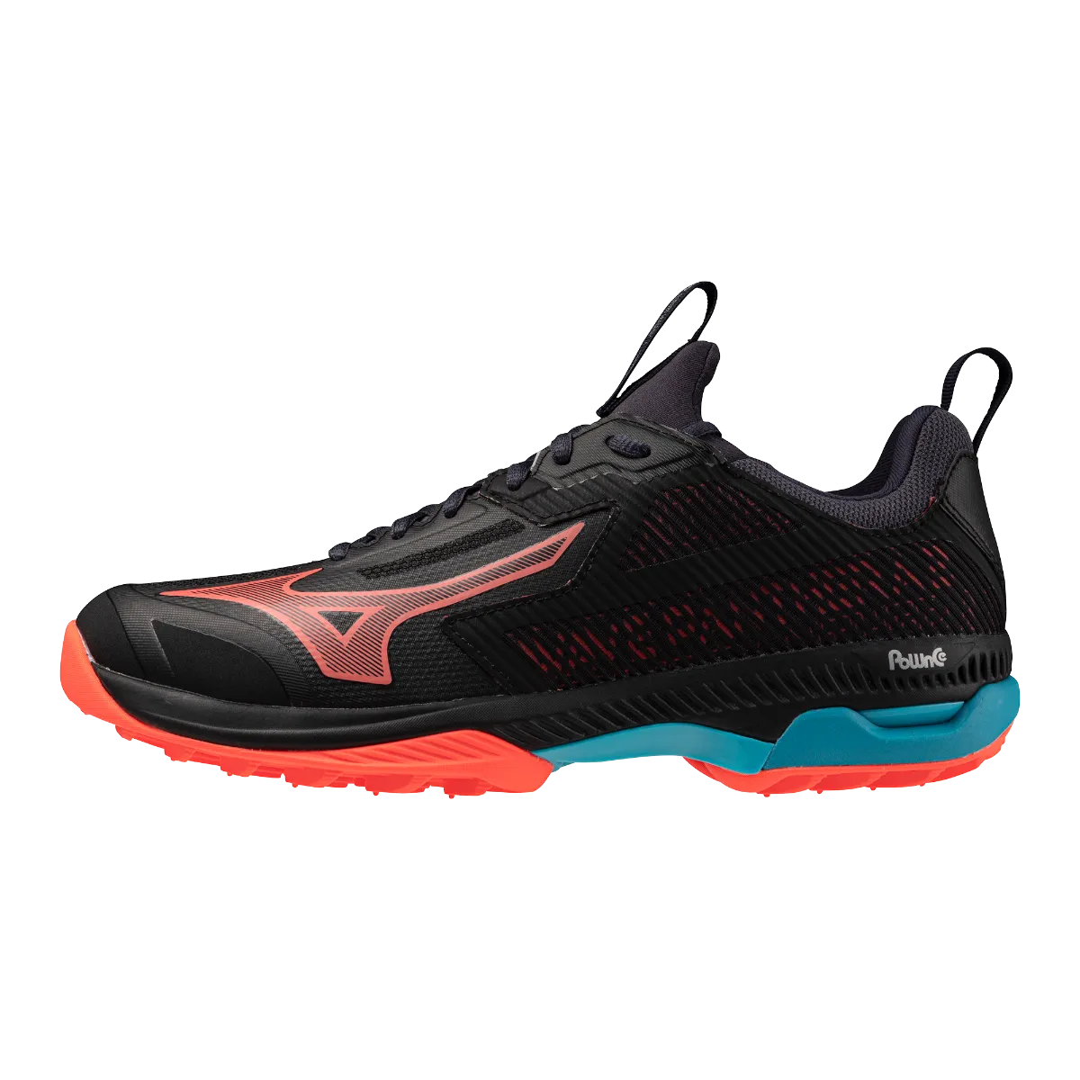 Mizuno Wave Panthera 2 Hockey Shoes Black / Neon flame / Peacock blue