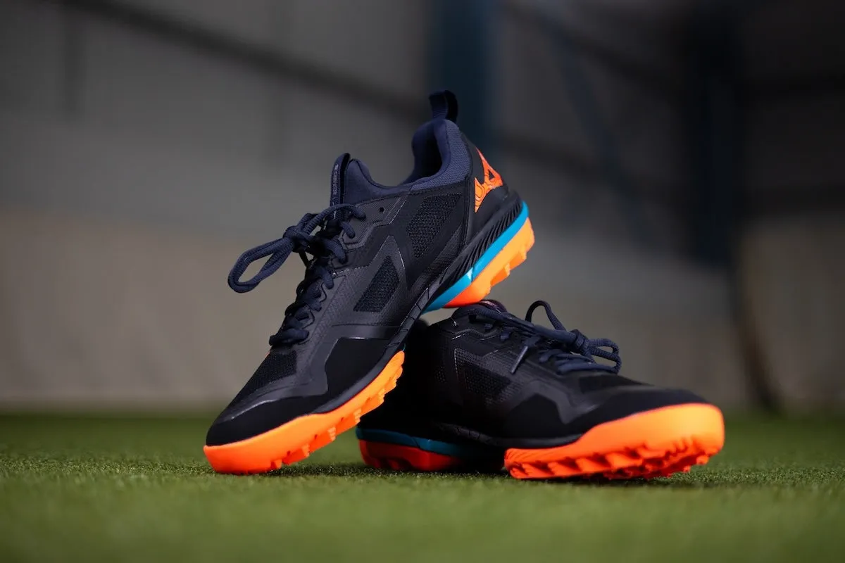 Mizuno Wave Panthera 2 Hockey Shoes Black / Neon flame / Peacock blue