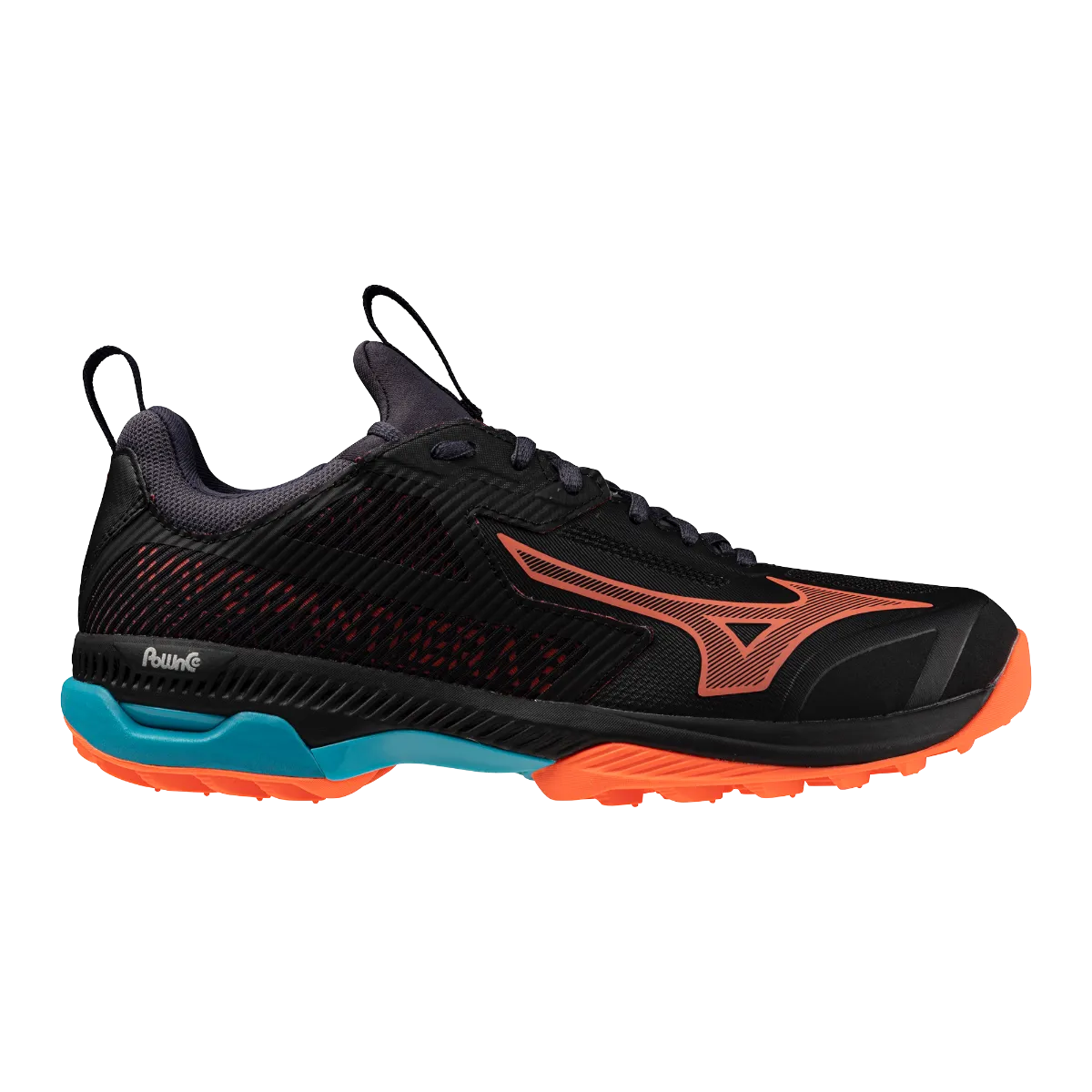 Mizuno Wave Panthera 2 Hockey Shoes Black / Neon flame / Peacock blue