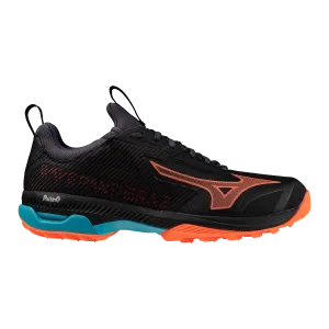 Mizuno Wave Panthera 2 Hockey Shoes Black / Neon flame / Peacock blue