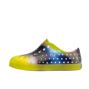 Native Jefferson Print Shoes - Shell White / Pickle Green Glow / Space Blur