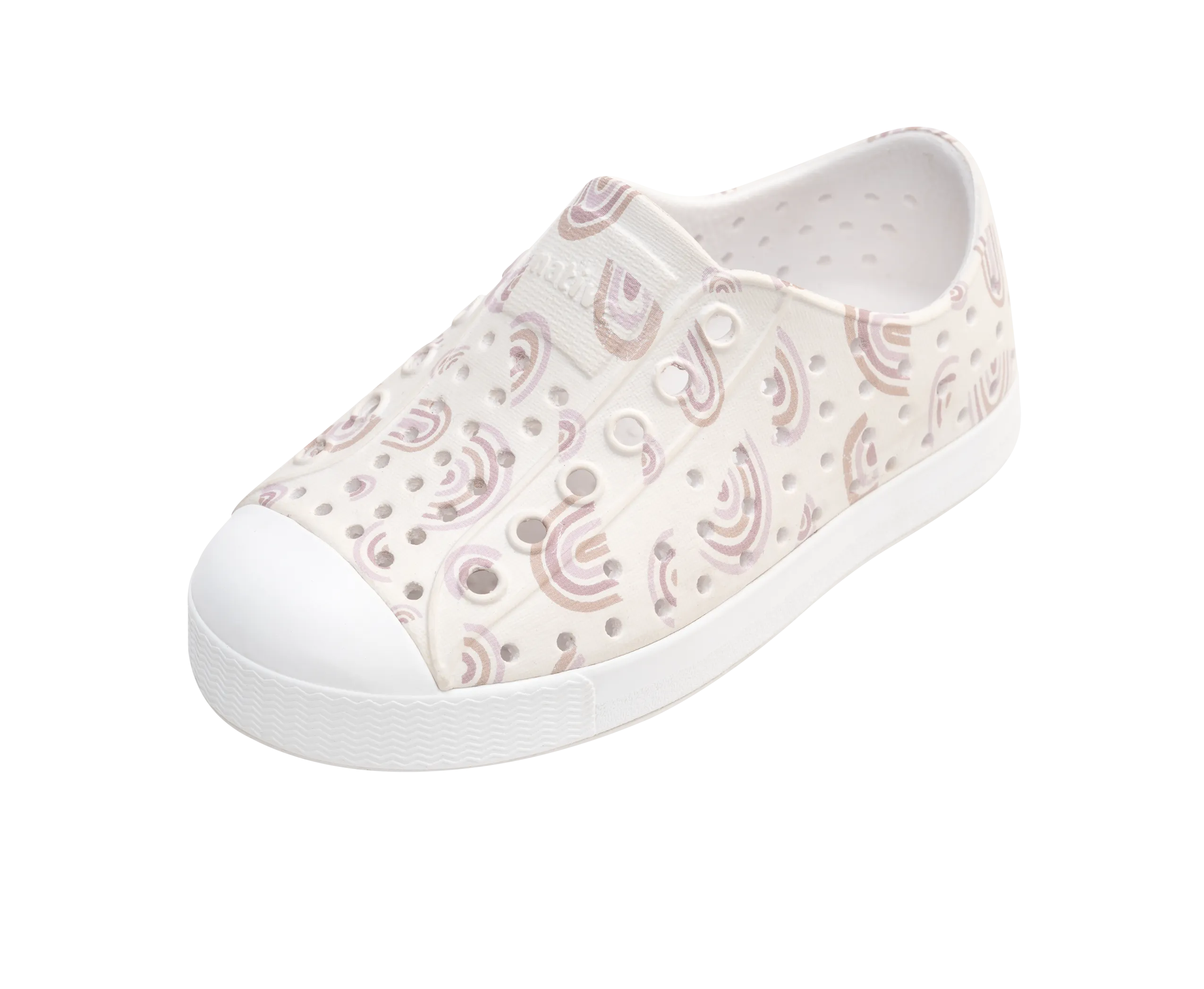 Native Jefferson Print Shoes - Shell White / Shell White / Barely Flax Rainbow