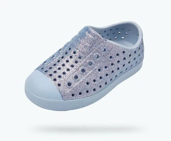 Native Jefferson Shoes in Metallic Bling Alaska Blue : Sizes C4 to J5
