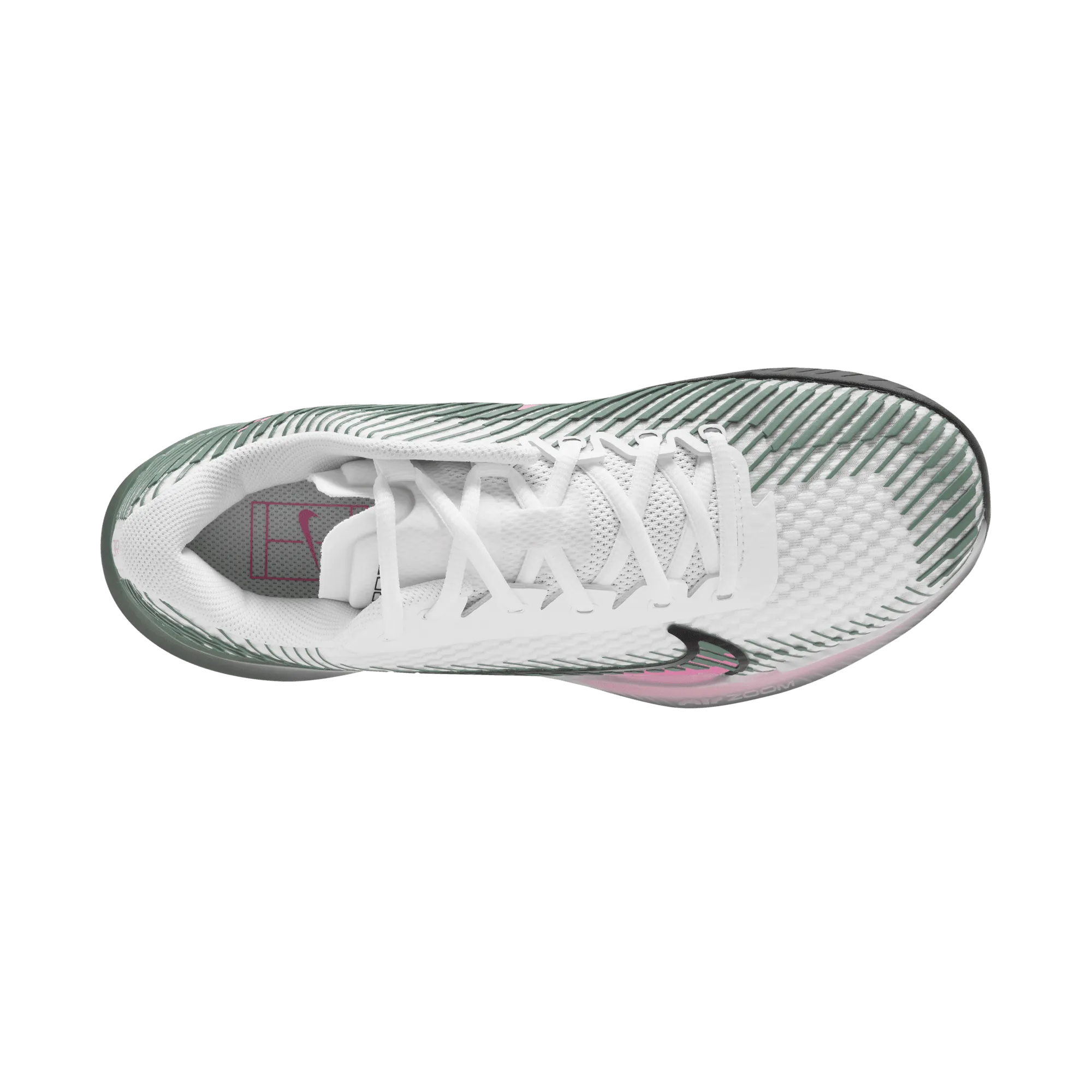 Nike Women's Court Air Zoom Vapor 11 Shoes in WHITE/PLAYFUL PINK-BICOASTAL-BLACK