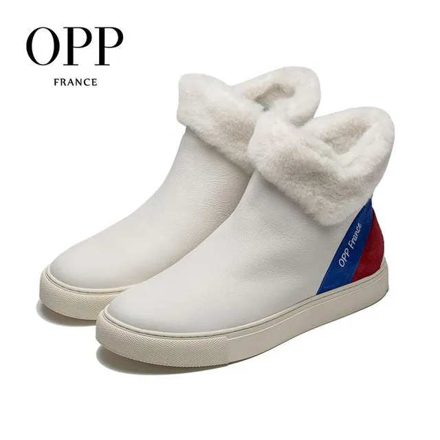 OPP Men Boots Anti-Skidding Leather Shoes Men OPP Popular Comfy Spring Autumn Men Shoes Short Plush Snow Boots Durable Outsole