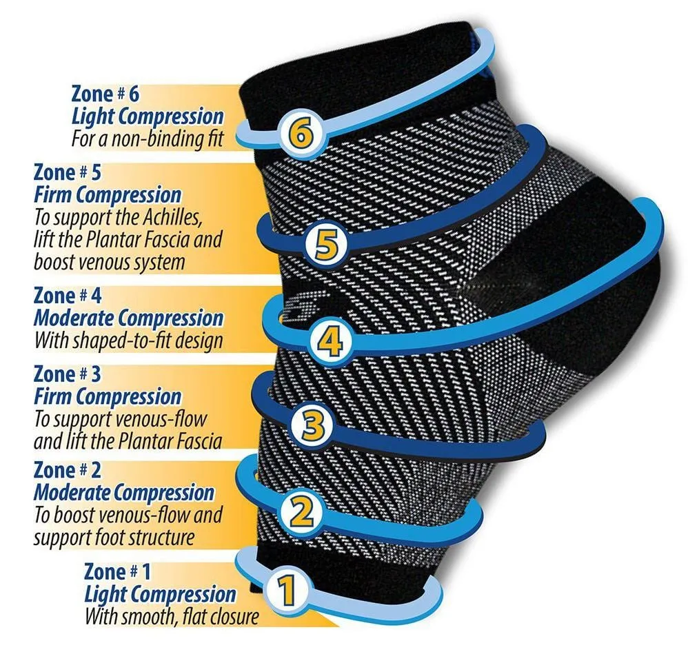 OS1st FS6 Plantar Fasciitis Black Compression Foot Sleeves (Pair)