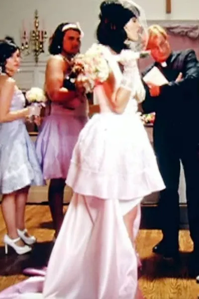 Pink Katy Perry High Low Spaghetti Straps Wedding Bridal Gown Layered Celebrity Dress For Sale