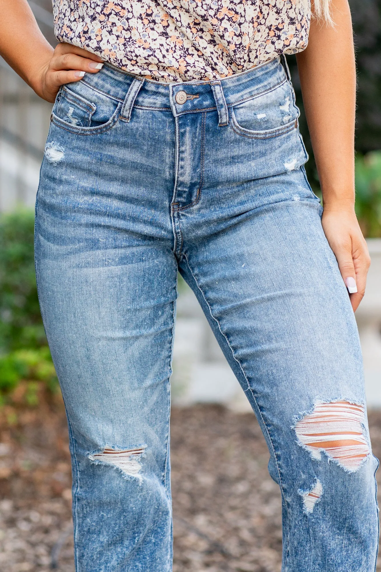 Plus Size Fort Worth High Rise Distressed Cropped Boot Cut