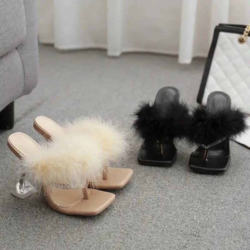 Plush High Heels: 8CM Wine Glass Heel & Color Matching Pattern